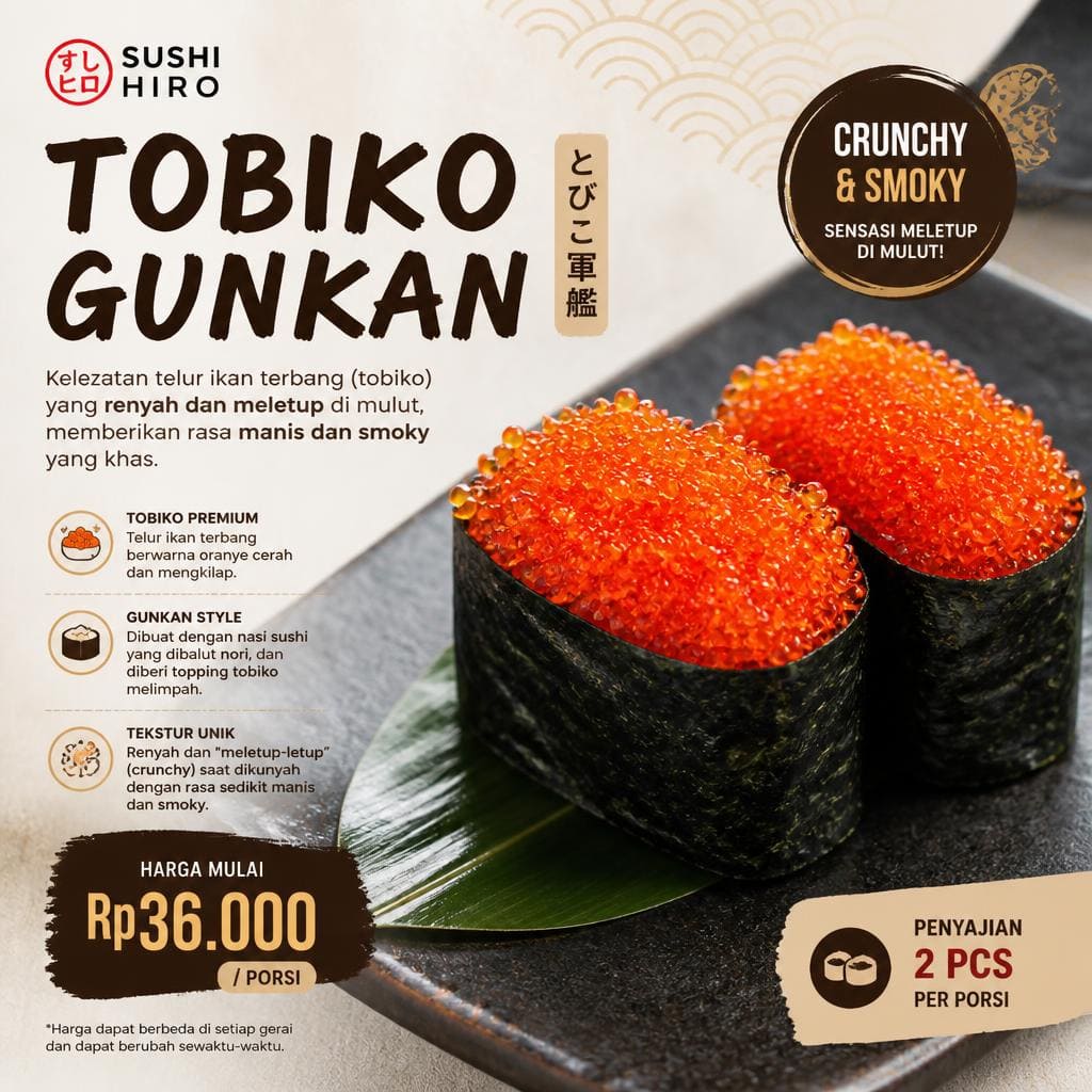Tobiko Gunkan Sushi Hiro menu gunkan tobiko